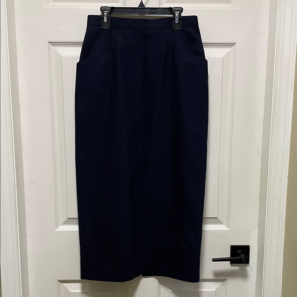 St Michael | Pure New Wool | Navy | Pencil | Ex Long Length | Skirt | Size 12